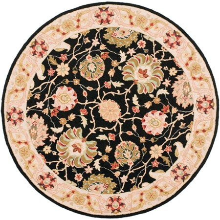 Safavieh Chelsea 5.5 ft. x 5.5 ft. Hand Hooked Round Rug - Black-Beige HK501A-5R